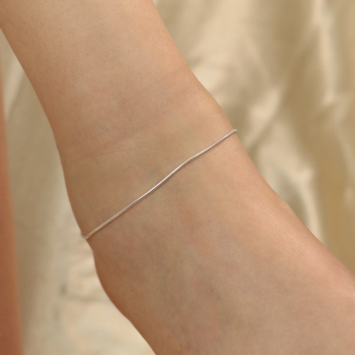 925 Silver Thin Rope Plain Chain Slim Payal Anklet