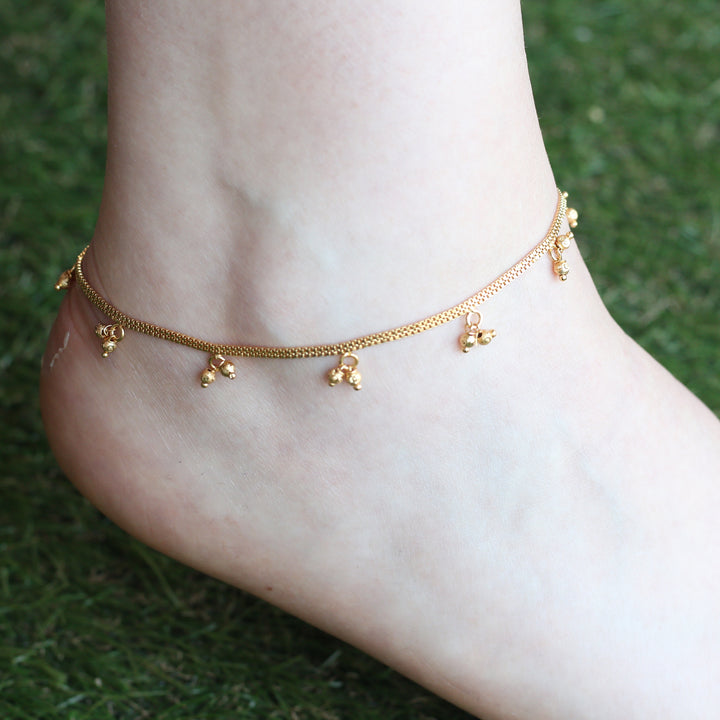 Golden Brass Rounds Beads Indian Payal Anklet