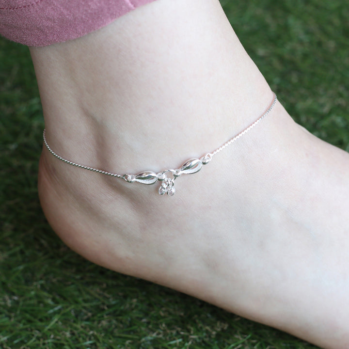 925 Silver Cowrie shell Indian Payal Anklet