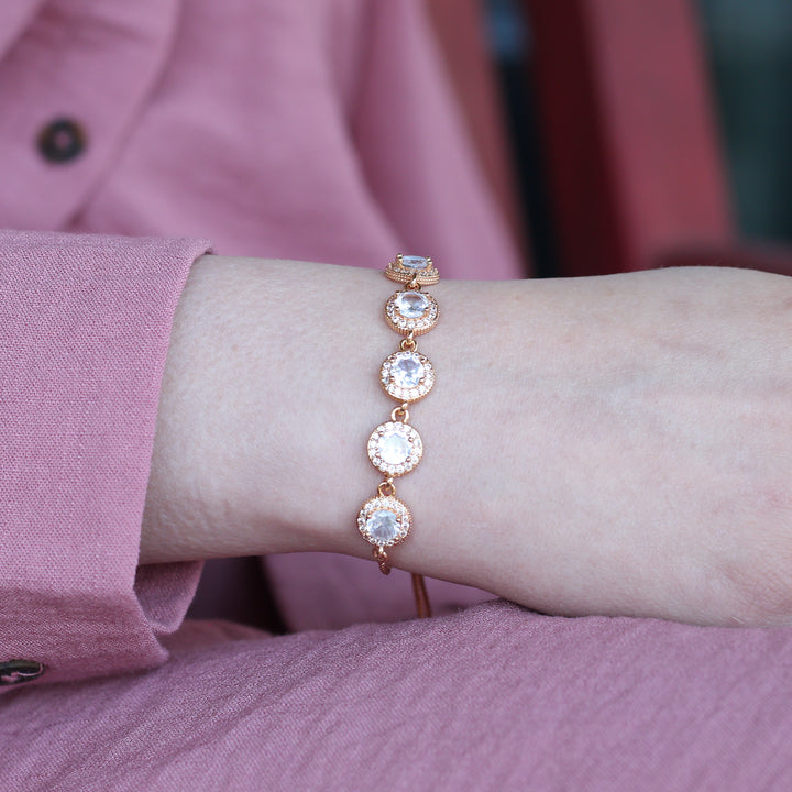Large Round Zircon Adjustable Sliding Bracelet