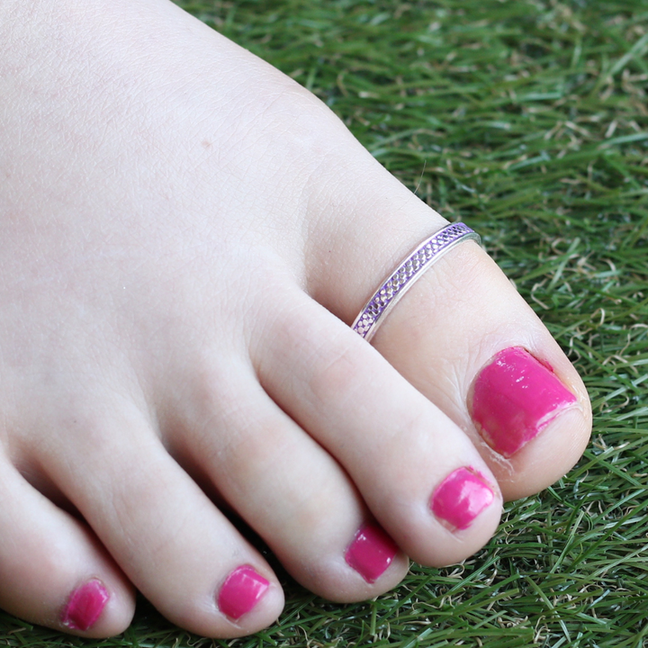 925 Silver Band Boho Slim Purple Thumb Midi Band Toe Ring