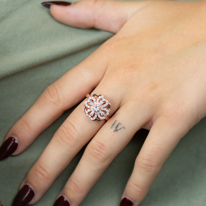 Rotating Spinner Clover Floral Fidget Rotating Shamrock Ring