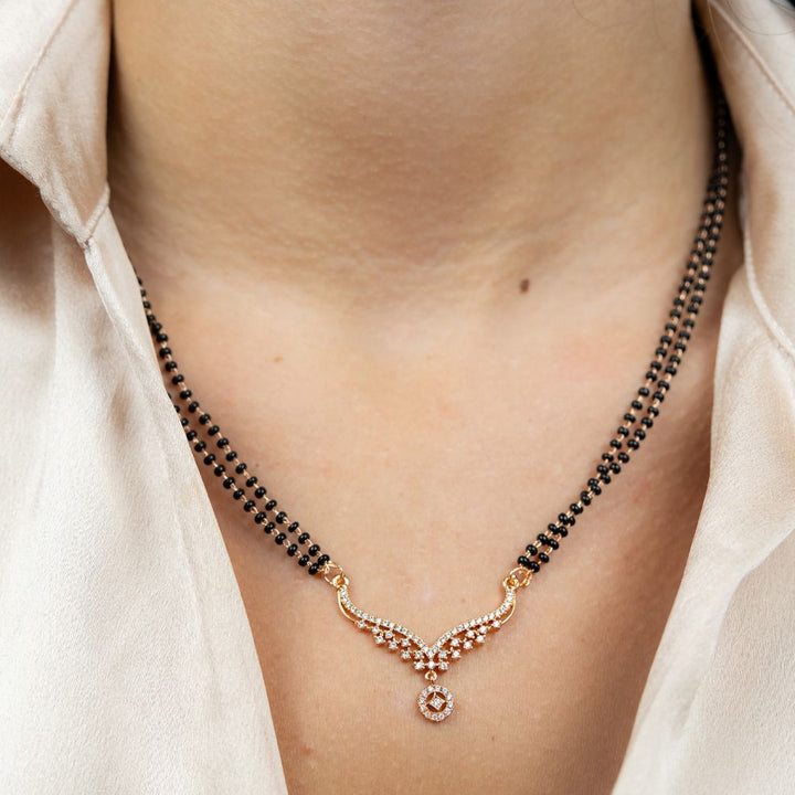 Indian Nazaria Zircon Dangle Mangalsutra Black Beads Pendant Necklace