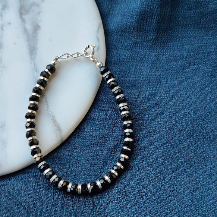 Black Pure Silver Beaded Indian New Born Kids Nazaria Daily Bracelet