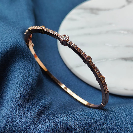 18ct Rose Gold Plated Zircon Slim Lightweight Minimalist Stacking Bangle