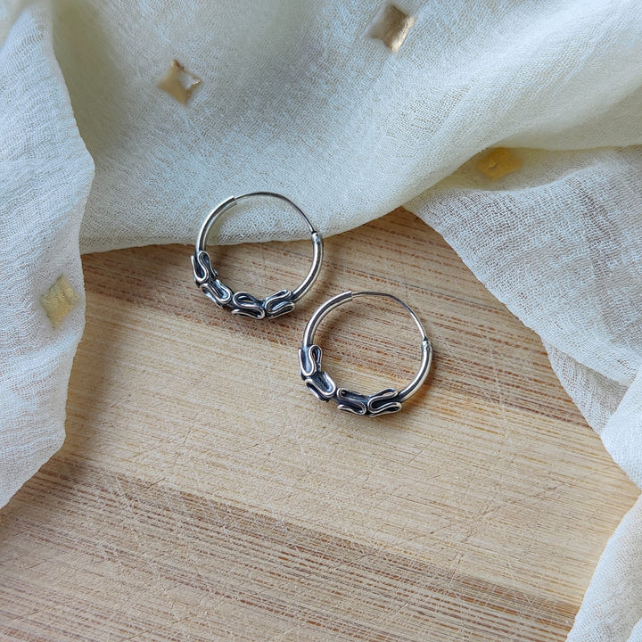 Sterling Silver Oxidised Wired Tribal Dainty Minimal Statement Hoops