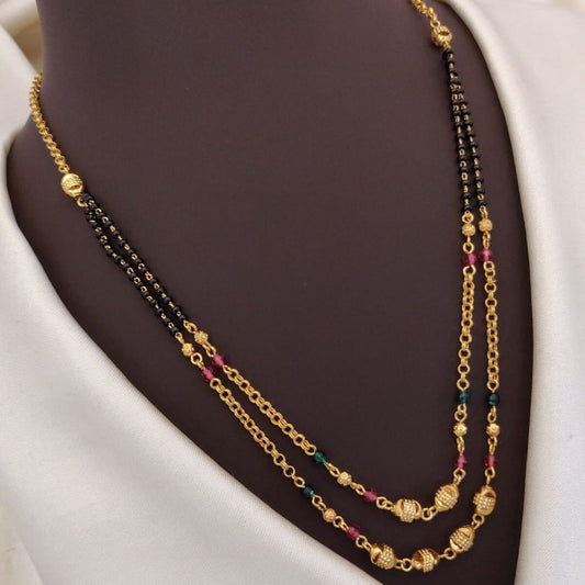Two layer gold beaded indian traditional mangalsutra necklace