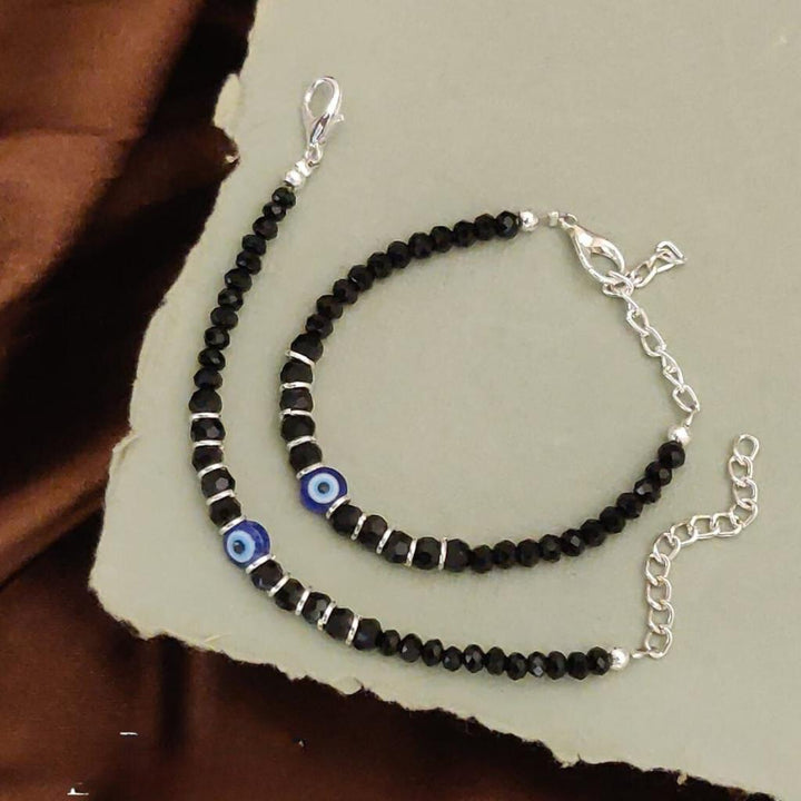 Black Beaded Evil Eye Silver Kids Nazaria Bracelet