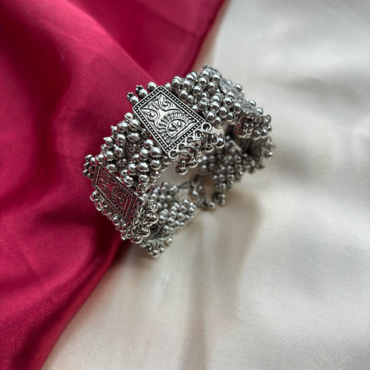 Oxidised Ghungaroo Tribal Silver Ethnic Boho Gypsy Indian Bridal Kada Bangle Bracelet