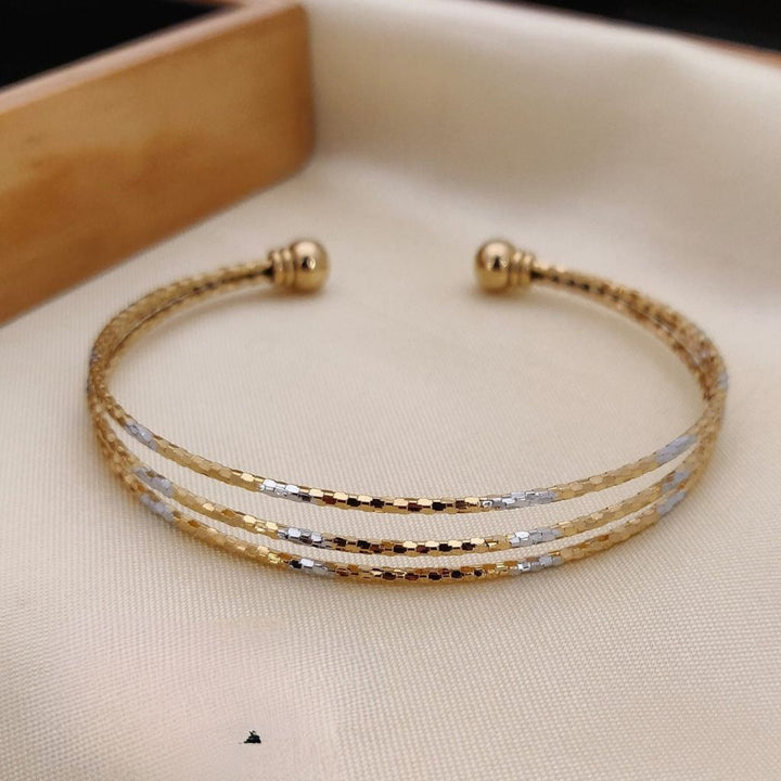 Dual-Tone Triple Strand Brass Cuff Bracelet