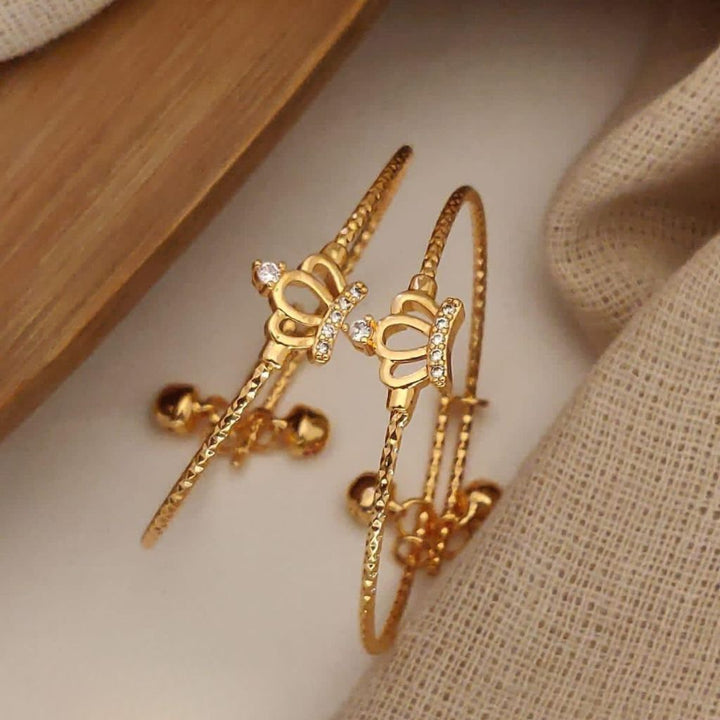 Zircon Crown Charm Adjustable Brass Bracelet for Kids