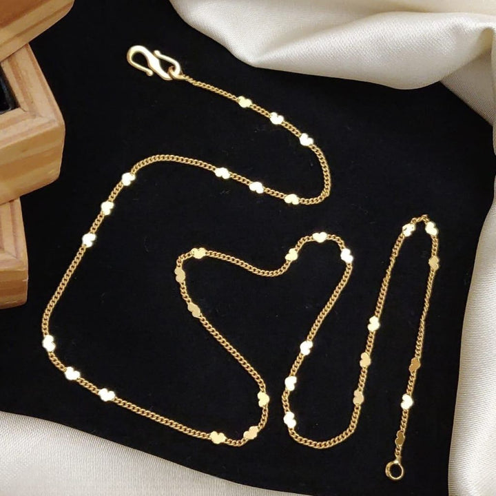 Gold Plated Heart Disc Chain Necklace