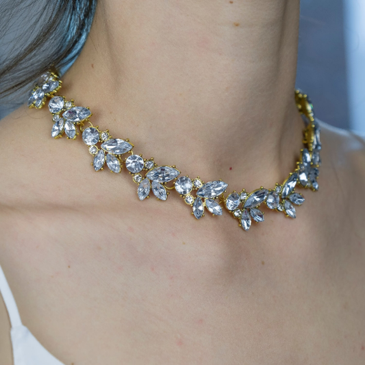 Large Cubic Zircon CZ Crystal Wedding Bridal Costume Necklace Jewellery