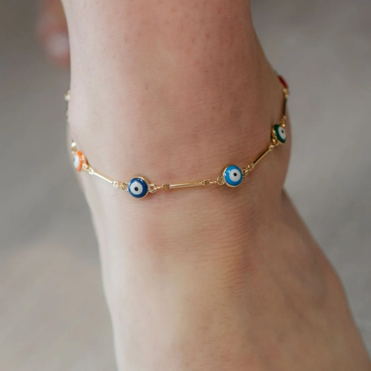 Multicolour Evil Eye Anklet