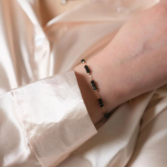 Asian Black Crystal Beads Nazar Mangalsutra Beaded Elegant Bracelet