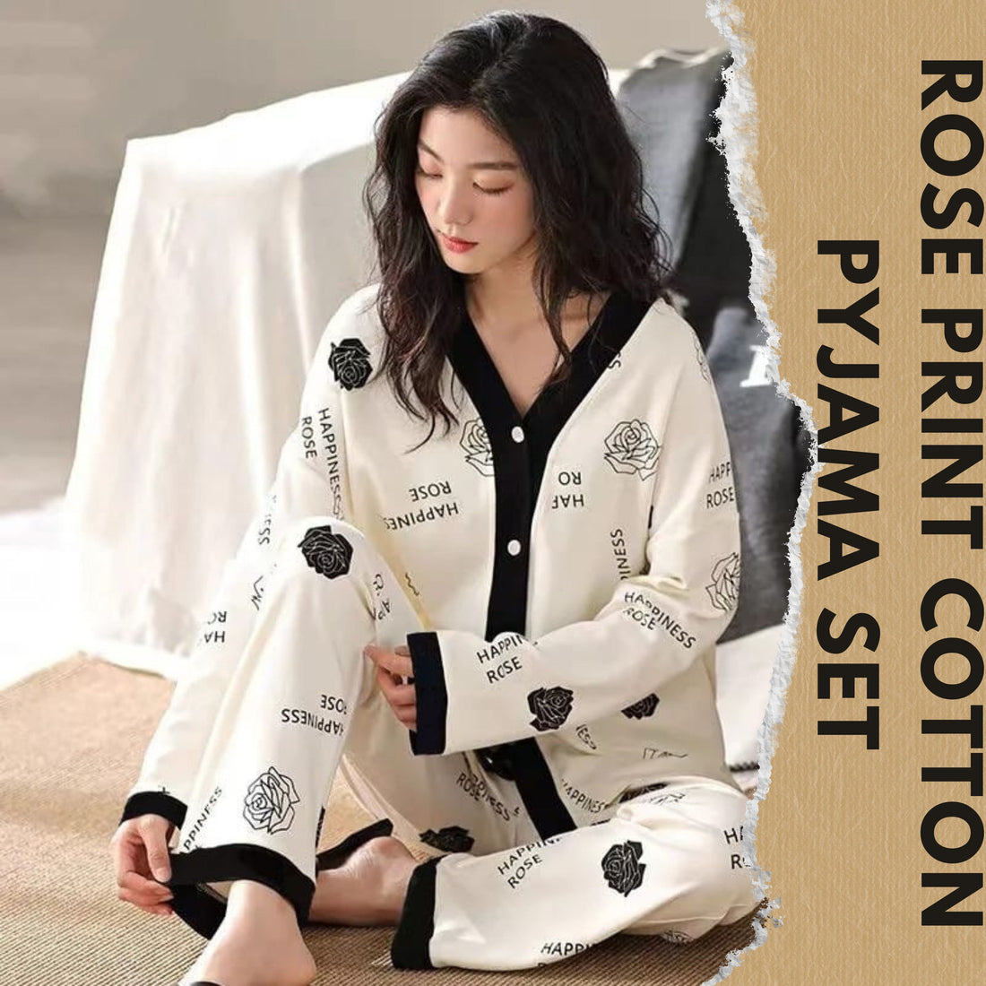 Rose Print Cotton Pyjama Set