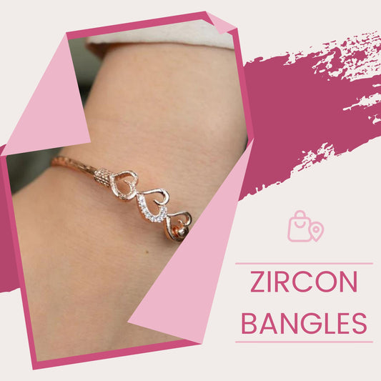 Sparkling Romance: Adorn Your Love Story with Three Heart Zircon Couple Bangles!