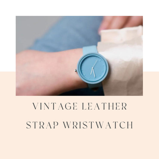 Vintage Large Dial Leather Strap Bracelet Wristwatch