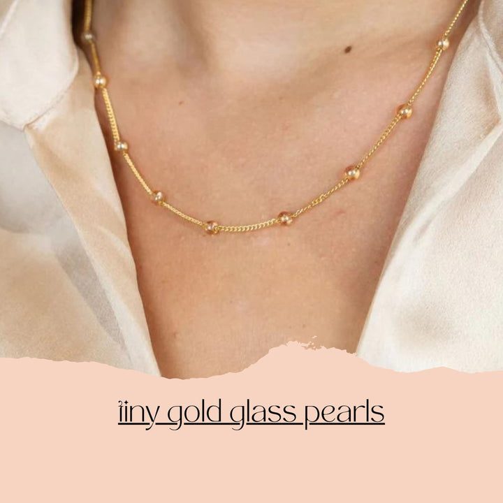 tiny gold glass pearls