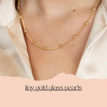 tiny gold glass pearls