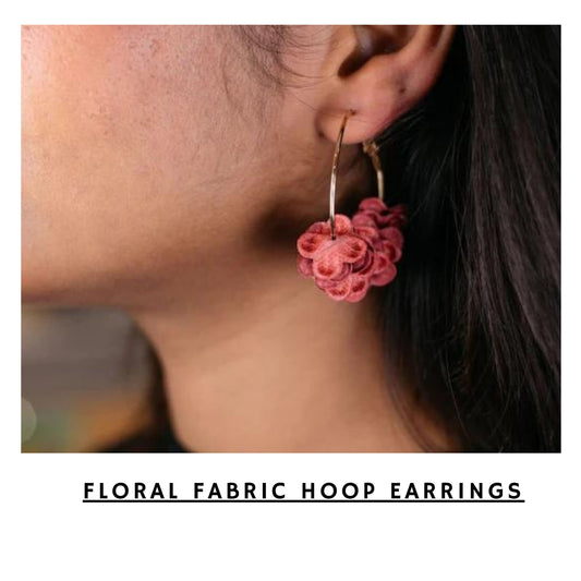Floral Fabric Hoop Earrings