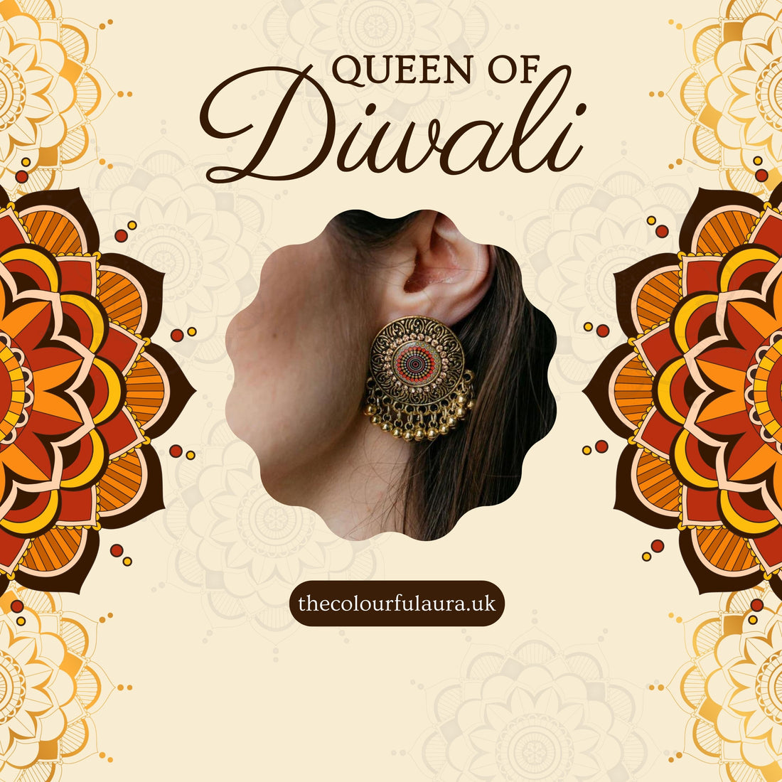 Golden Round Disc Bell Stud Earring: The Queen of Indian Diwali Season
