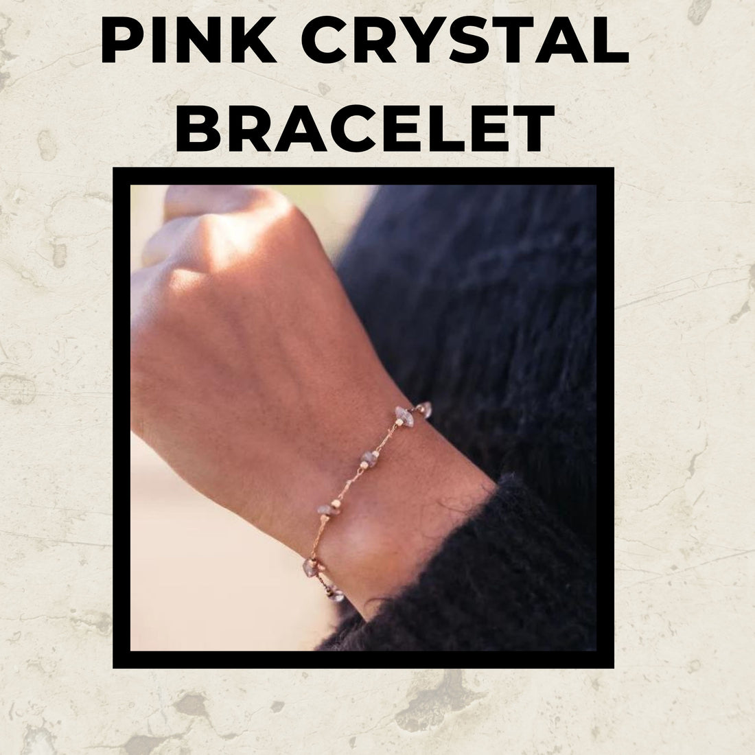 Elevate Your Beauty this Christmas with a Pink Crystal Bracelet Adorned with a Gold Crystal Quart
