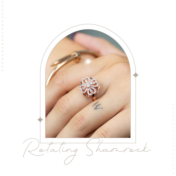 Rotating Spinner Clover Floral Fidget Rotating Shamrock Ring - A Best Flower Spinner Ring