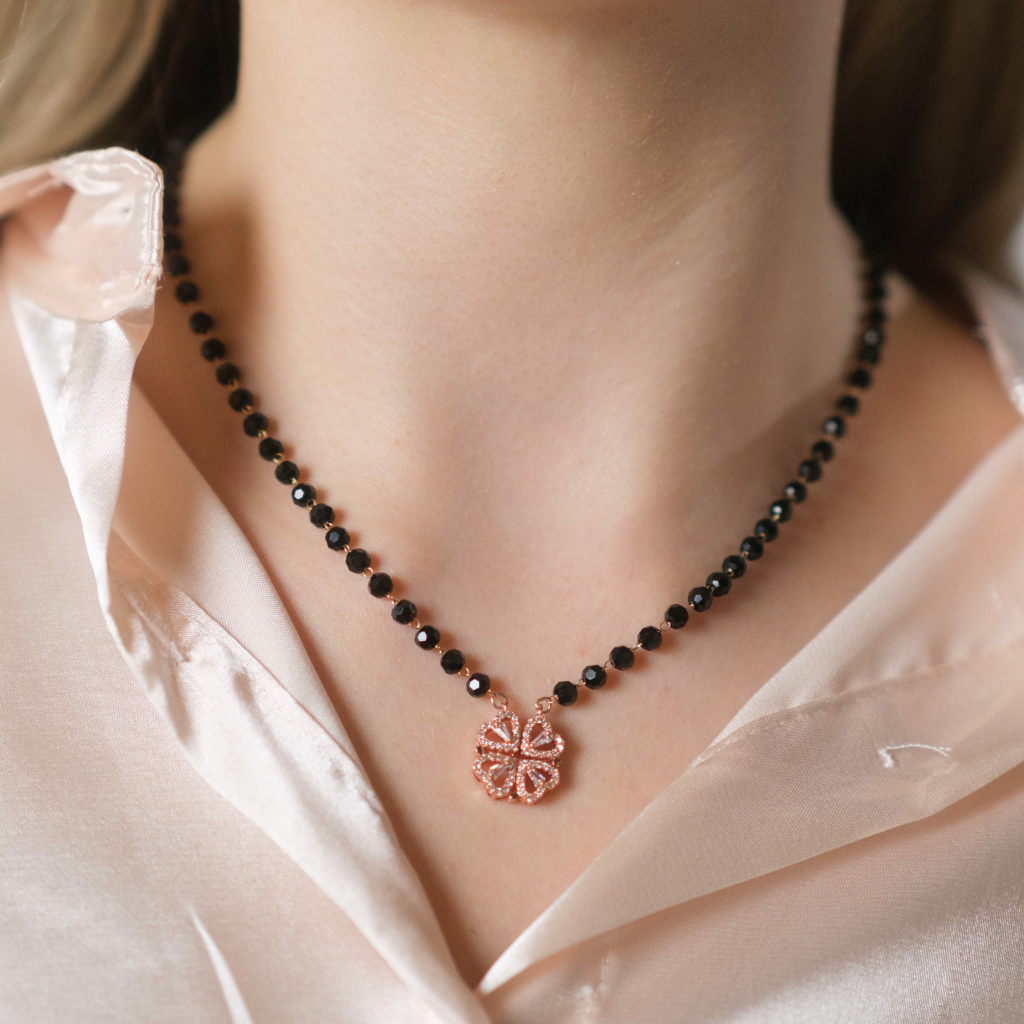Because Ordinary Mangalsutras are too Mainstream: Embrace Our Black Crystal Mangalsutra Necklace!