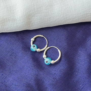Evil Eye Silver Bali Asian Tiny Lightweight Hoop Earrings: Everyday Style with Meaning