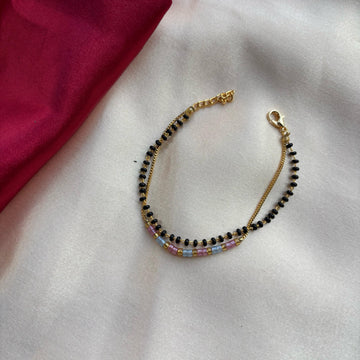 Two Layer Black Beaded Plain Unisex Mangalsutra Bracelet — Minimal Tradition for Modern Life