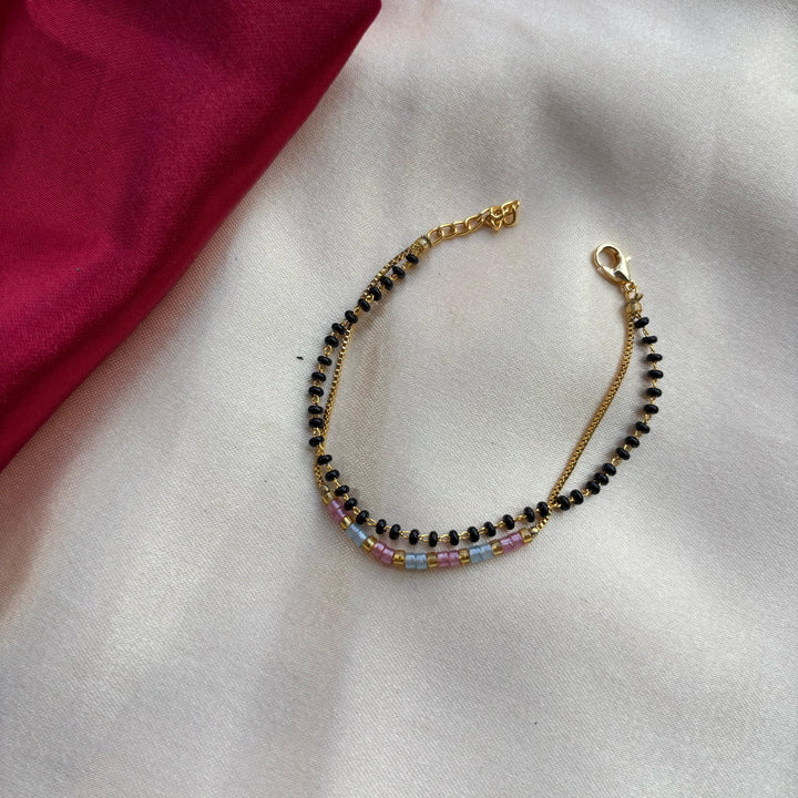 Two Layer Black Beaded Plain Unisex Mangalsutra Bracelet — Minimal Tradition for Modern Life