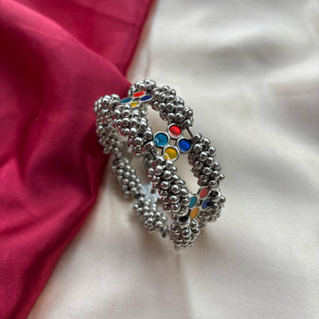 Bohemian Chic: Embracing Tribal Style with Oxidised Indian Gypsy Silver Open Kada Bangle