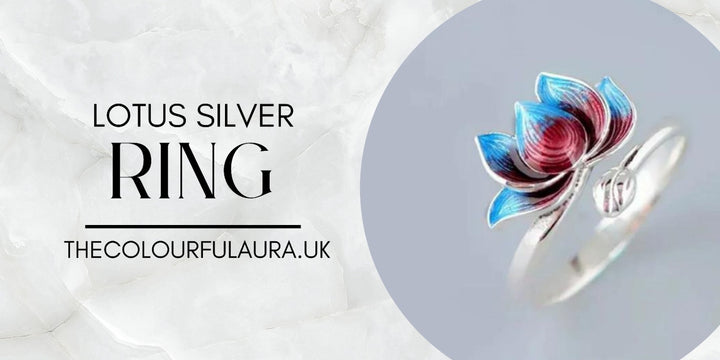 Eternal Bloom: Unveiling the Allure of the Adjustable Red Blue Lotus Silver Dainty Ring for Women