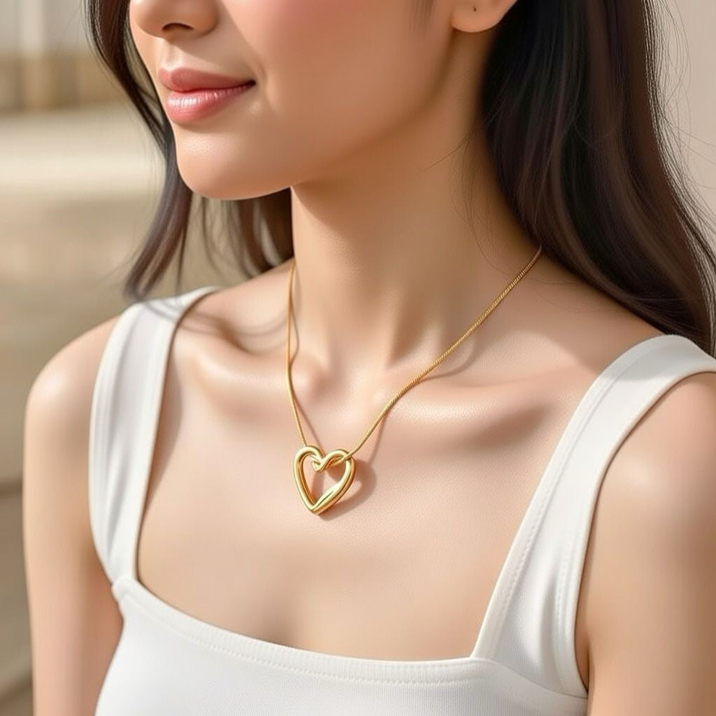 Timeless Love Gold Heart Necklace — A Classic Necklace for Everyday Elegance