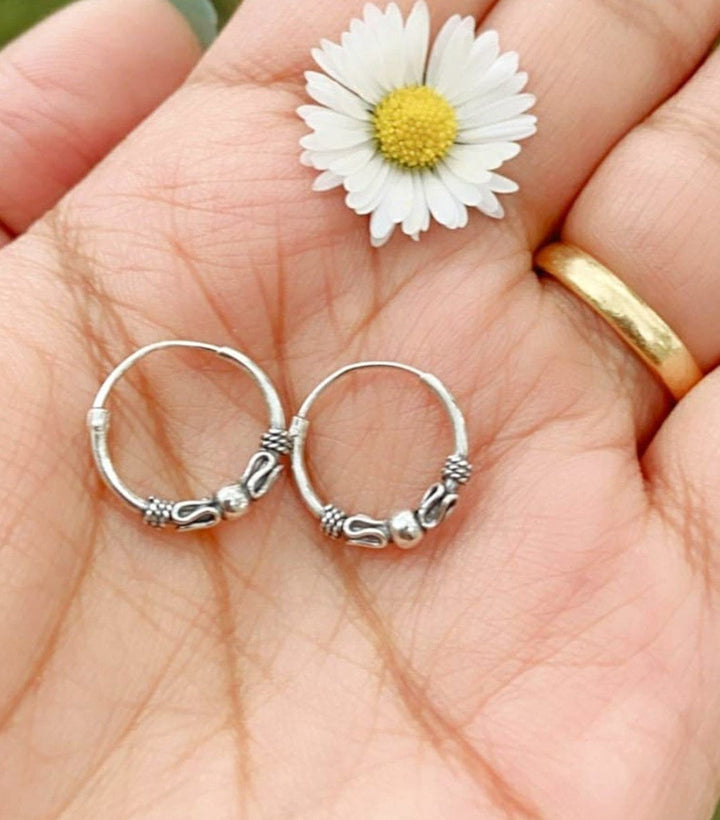 Silver Ball Hoop Earrings -  A Boho Chick vibe for your Loved Ones