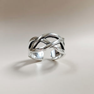925 Twisted Silver Boho Chunky Cross Braid Stackable Cuff Ring – The Colourful Aura