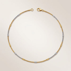 18ct Gold Plated Dual Tone Textured Bead Snake Chain Necklace 17 Inch (Close-up Detail) | The Colourful Aura