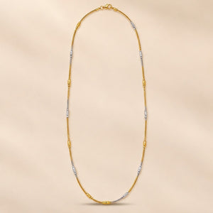 18ct Gold Plated Dual Tone Textured Bead Snake Chain Necklace 17 Inch — Boho Jewellery UK | The Colourful Aura