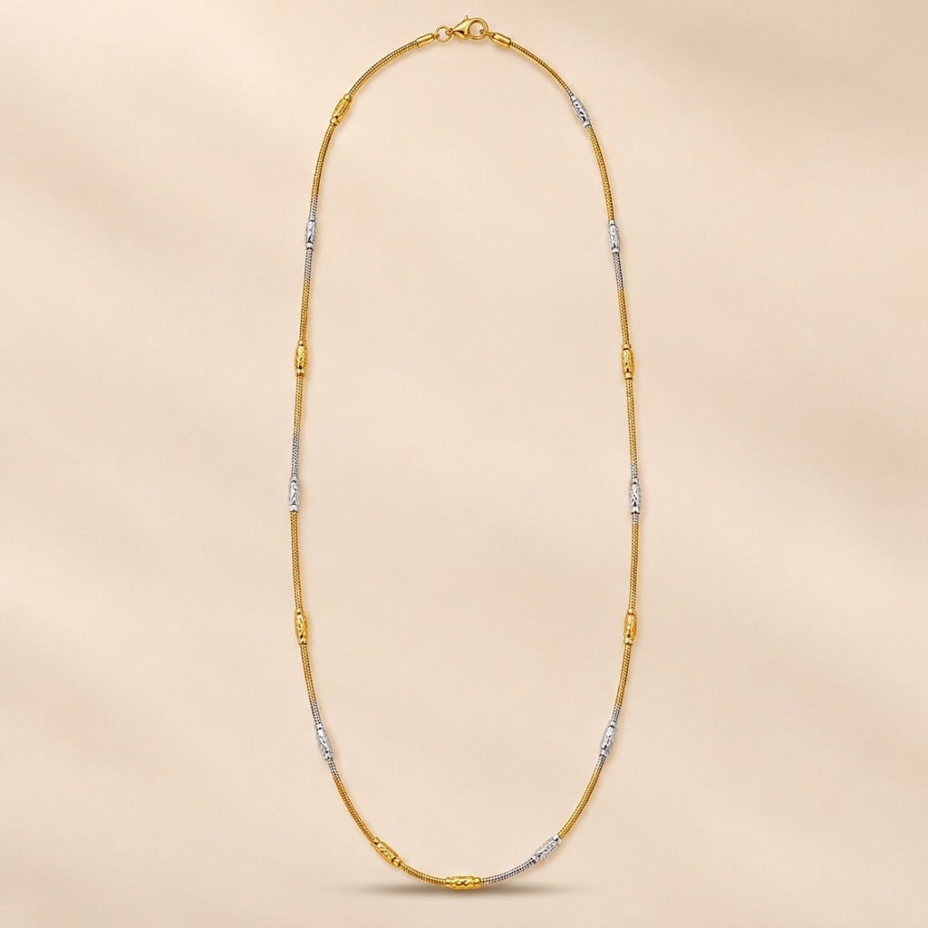 18ct Gold Plated Dual Tone Textured Bead Snake Chain Necklace 17 Inch — Boho Jewellery UK | The Colourful Aura