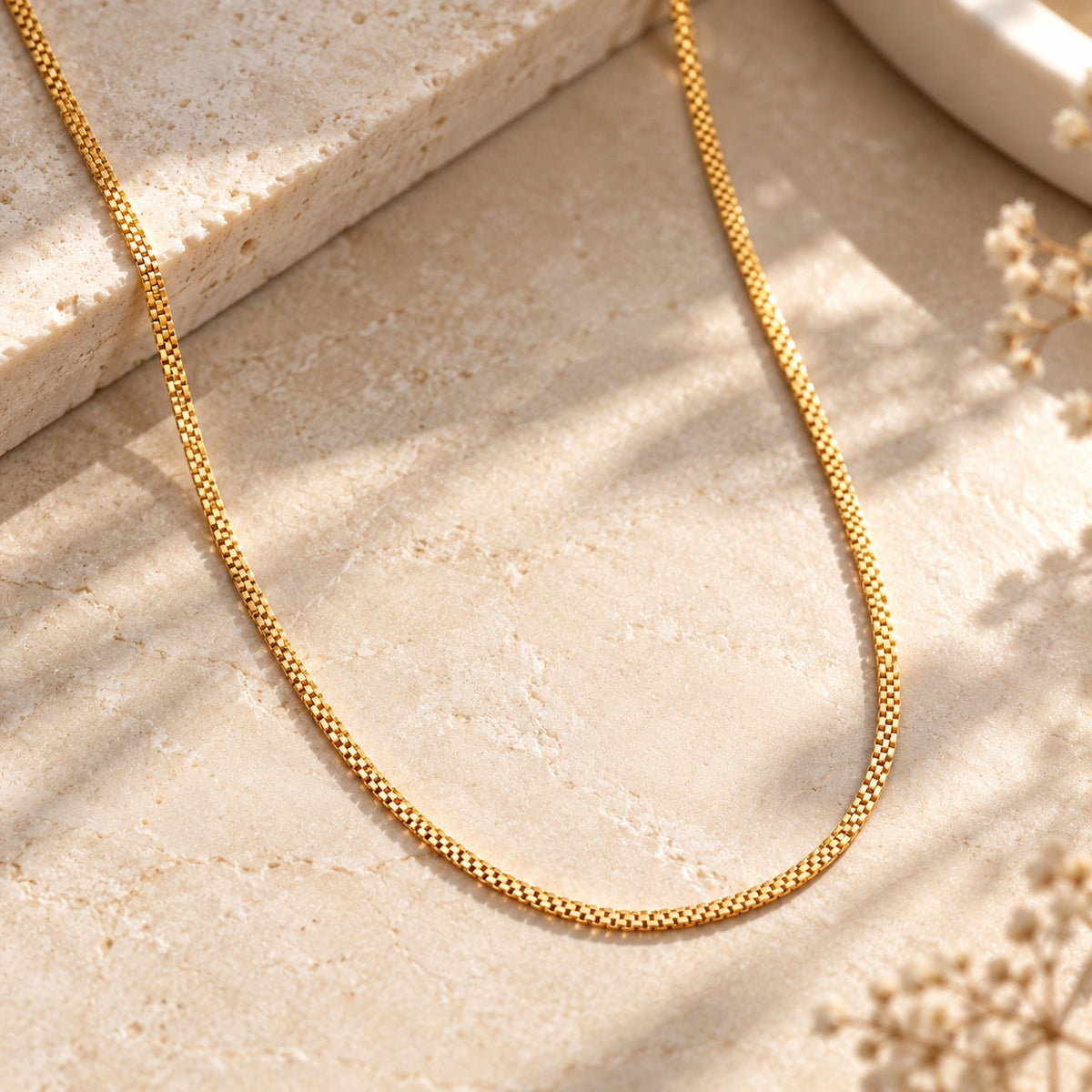 18ct Gold Plated Flat Woven Link Chain Necklace 21 Inch — Boho Jewellery UK | The Colourful Aura