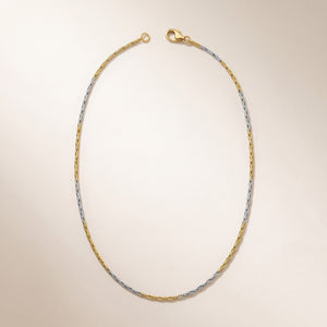18ct Gold Plated Two Tone Rectangular Link Chain Necklace 17 Inch — Boho Jewellery UK | The Colourful Aura