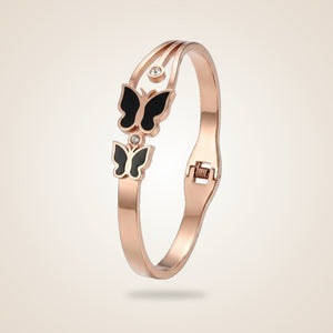 Rose Gold Dual Butterfly Slim Magnetic Design Bangle Bracelet — Boho Jewellery UK | The Colourful Aura