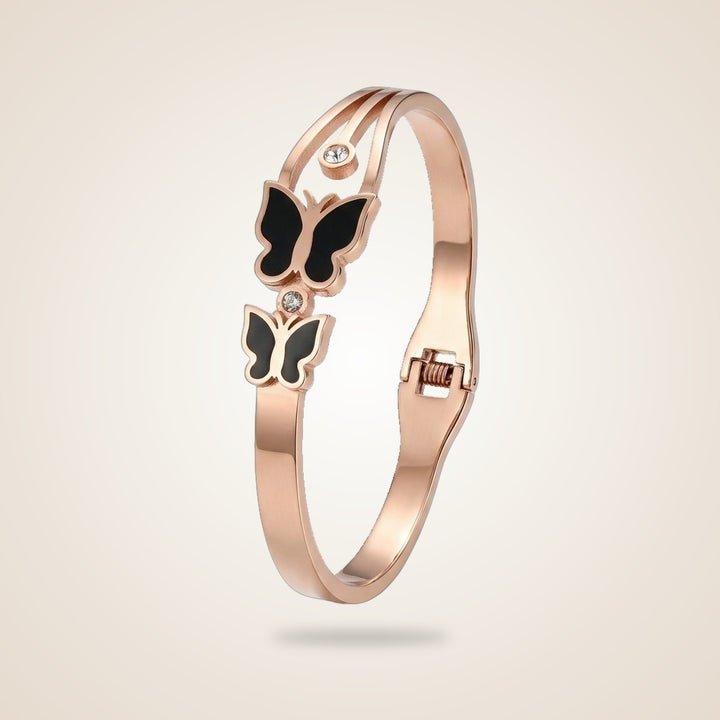 Rose Gold Dual Butterfly Slim Magnetic Design Bangle Bracelet — Boho Jewellery UK | The Colourful Aura