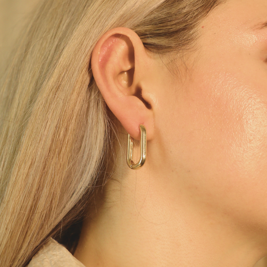 Sterling Silver U Shape Geometric Minimalist Square Huggies Hoop Earrings — Boho Jewellery UK | The Colourful Aura