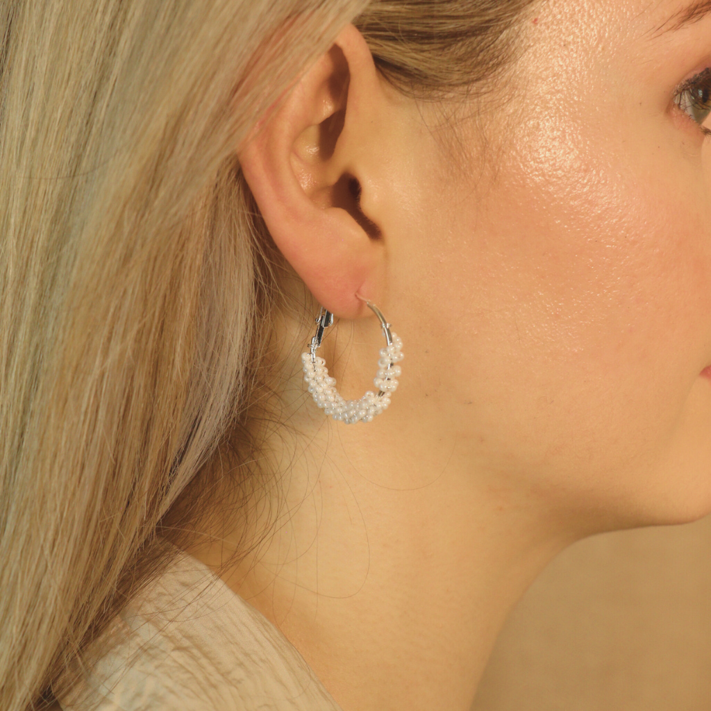 Large Bead Braided Summer Dainty Boho Huggie Asian Hoop Earrings