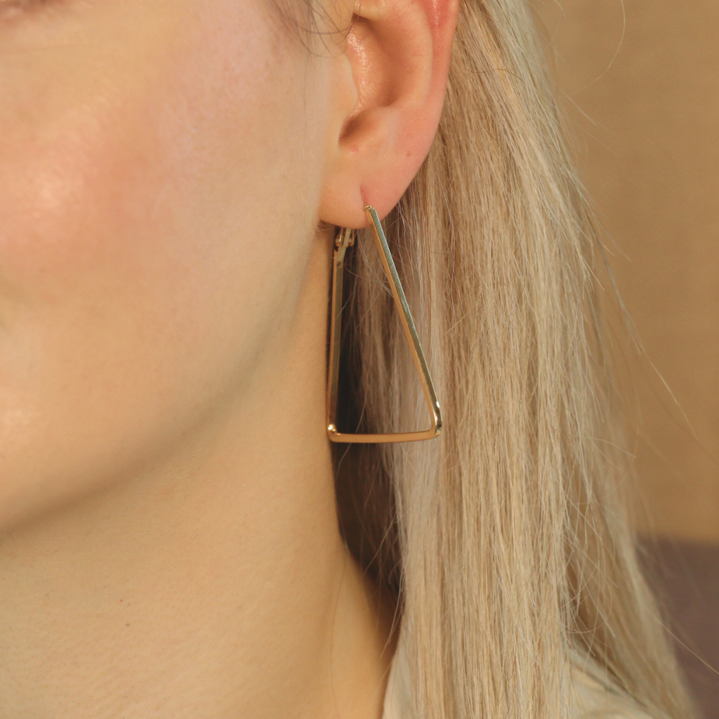 Large Triangle Summer Beach Dainty Hoop Earring