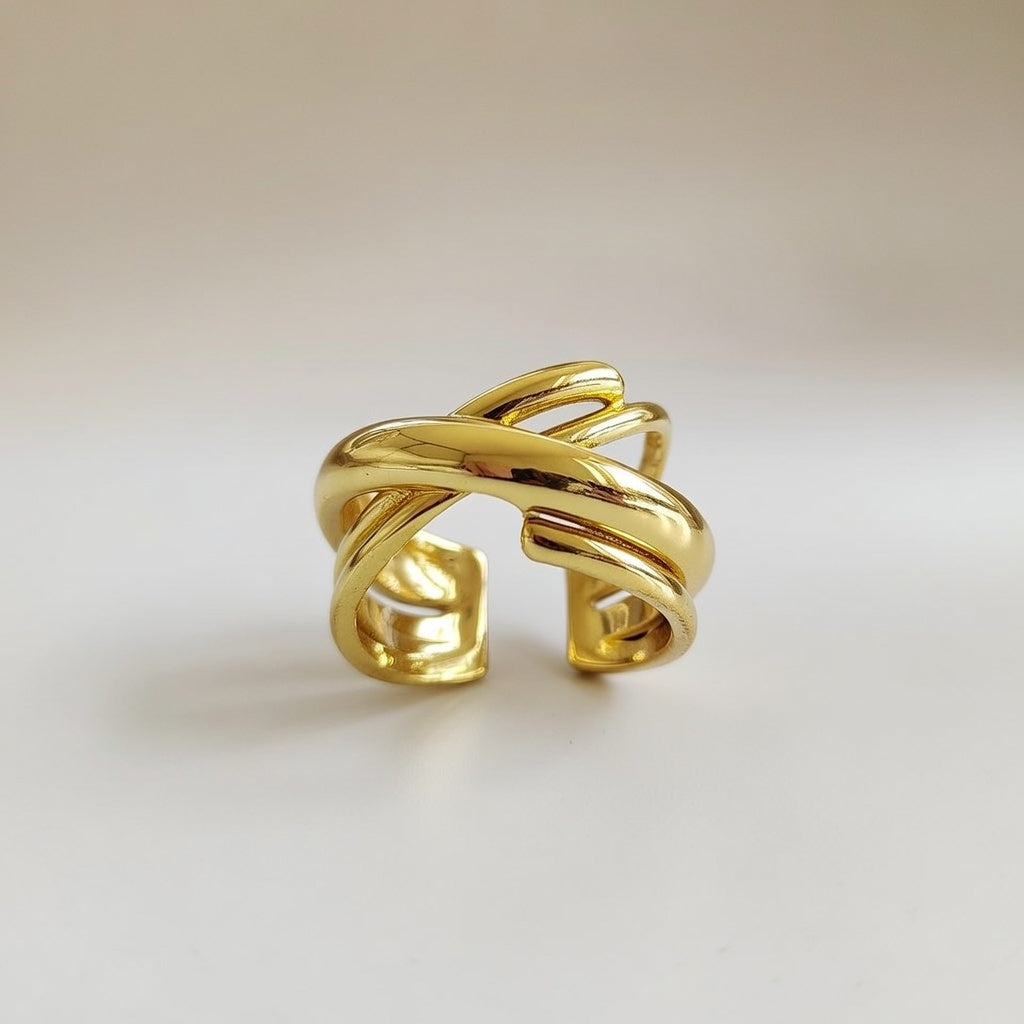 Silver Plated Stackable Adjustable Chunky Cross Band Cuff Ring — Boho Jewellery UK | The Colourful Aura