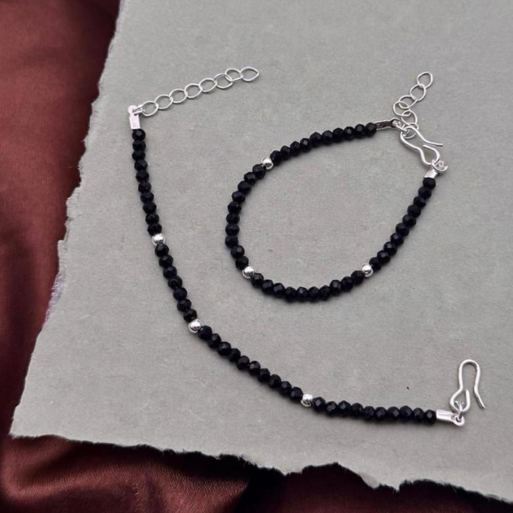 Classic Black Beaded Kids Nazaria Bracelet/Anklet