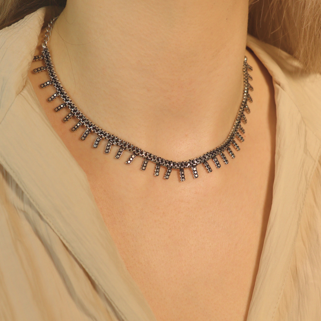 Statement Elegance Chain Indian Oxidised Boho Choker Temple Choker Necklace